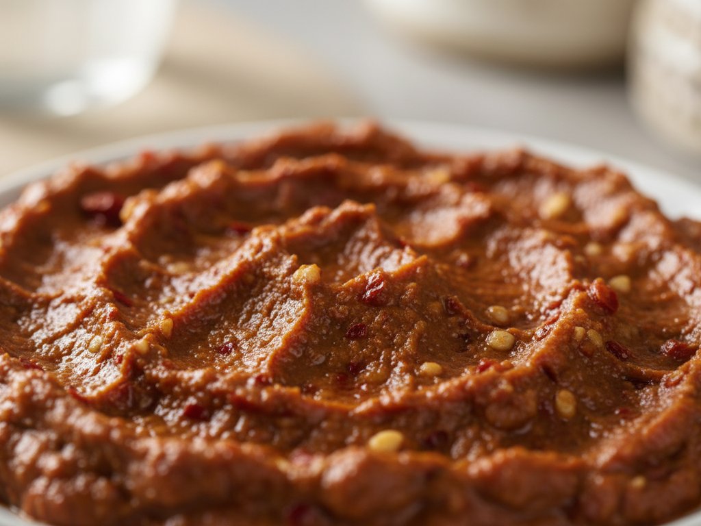 Acuka spicy walnut spread drizzled with olive oil